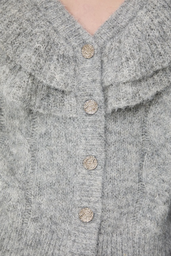 Kardigan damski z domieszką wełny RW25-SWD907 szary