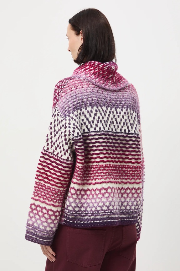 Odzież Sweter z domieszką wełny damski żakardowy RW25-SWD913 multicolor