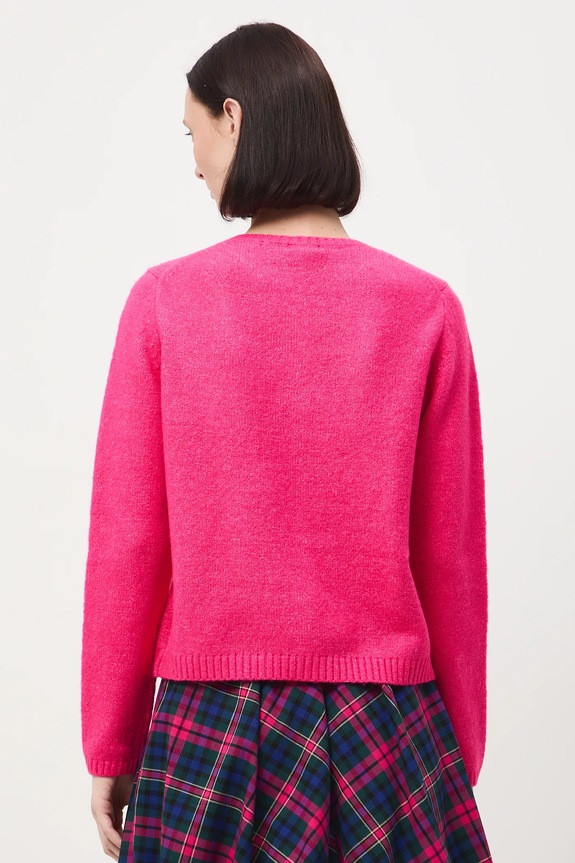 Odzież Kardigan z domieszką wełny damski gładki RW25-SWD916 różowy