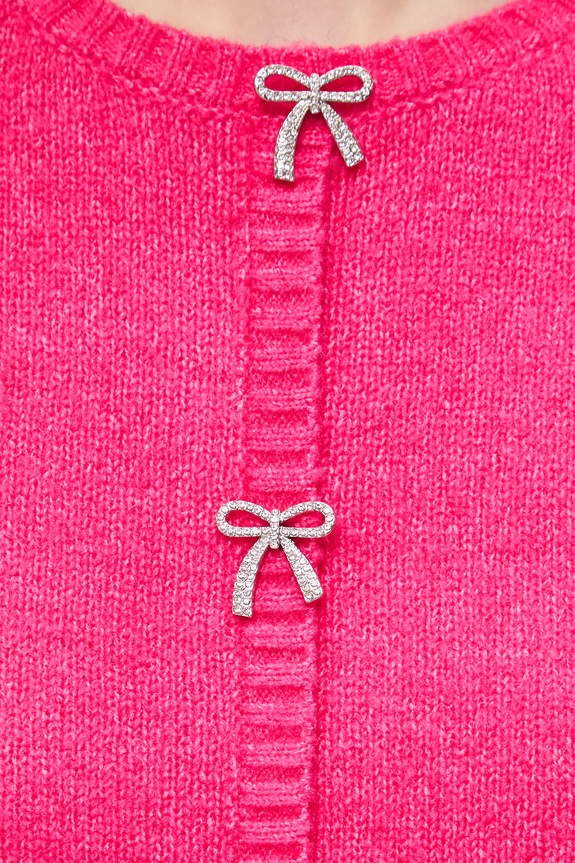 Kardigan z domieszką wełny damski gładki RW25-SWD916 różowy