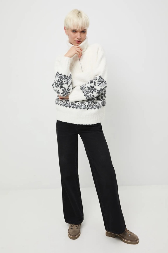 Sweter z domieszką wełny damski RW25-SWDA08 beżowy RW25