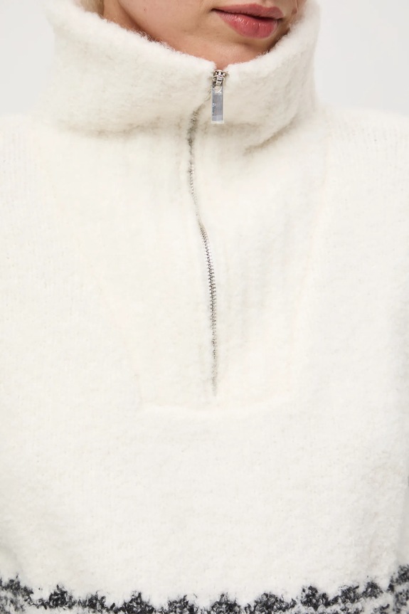 Sweter z domieszką wełny damski RW25-SWDA08 beżowy