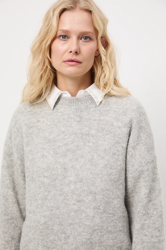 Pulover z volno alpake Medicine siva RW25-SWDA13