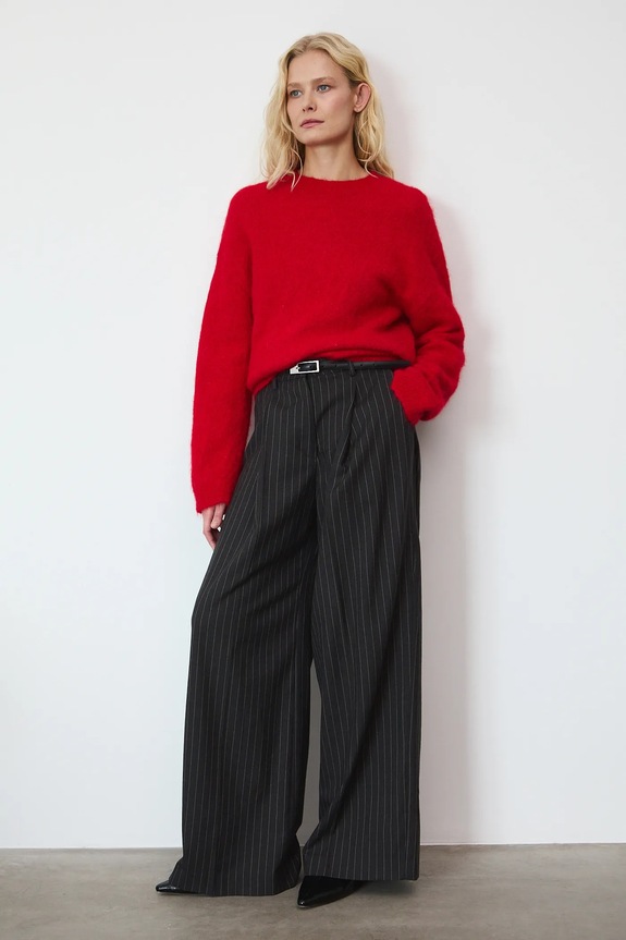 Pulover z volno alpake Medicine Brez vzorca rdeča RW25-SWDA13