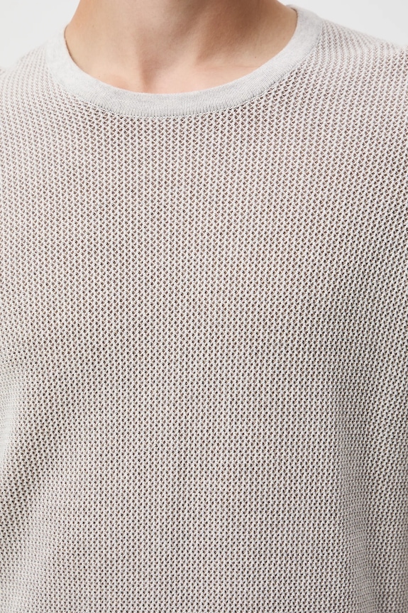 Bavlnený sveter melanžový s textúrou RW25-SWM053 béžová