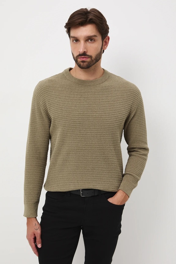 Sweter męski z fakturą RW25-SWM070 zielony RW25