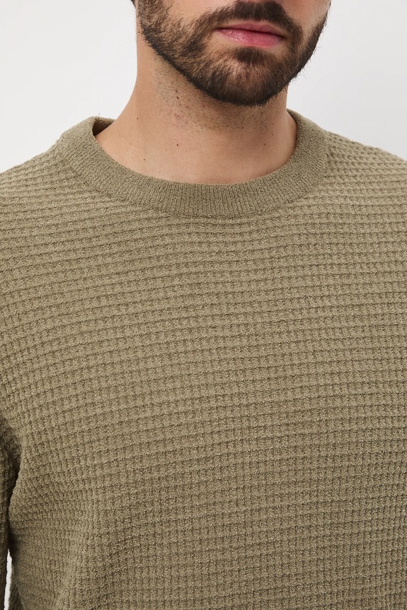 Sweter męski z fakturą RW25-SWM070 zielony