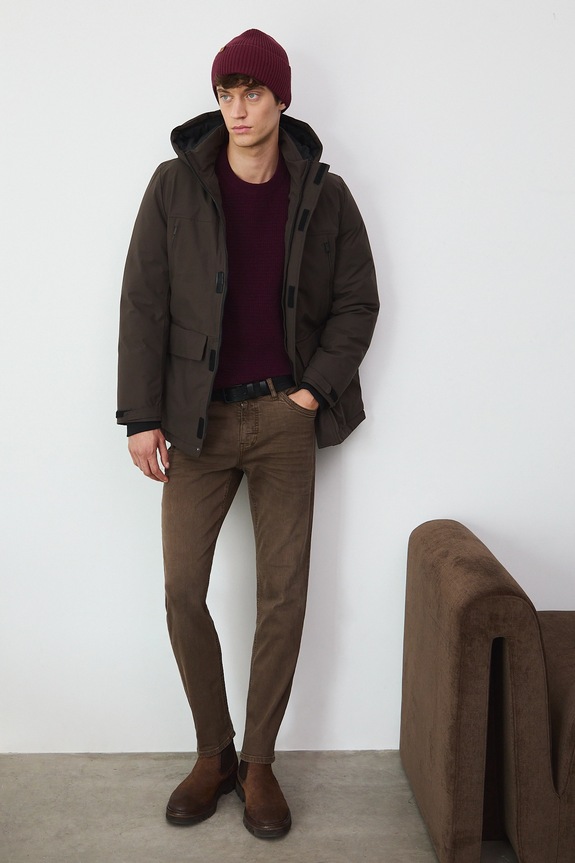 Sweter męski z fakturą RW25-SWM070 bordowy RW25