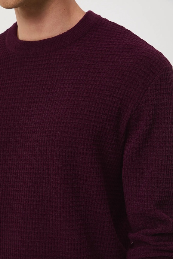 Sweter męski z fakturą RW25-SWM070 bordowy