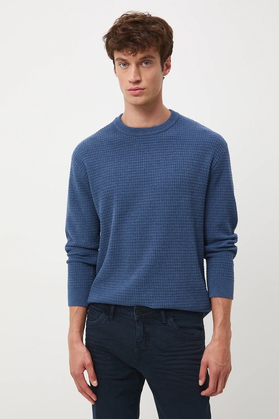 Sweter męski z fakturą niebieski RW25-SWM070
