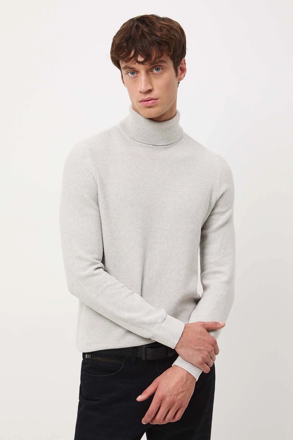 Sweter bawełniany męski melanżowy szary RW25-SWM072
