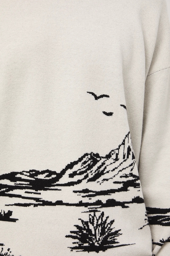 Sweter męski żakardowy wzorzysty RW25-SWM401 beżowy