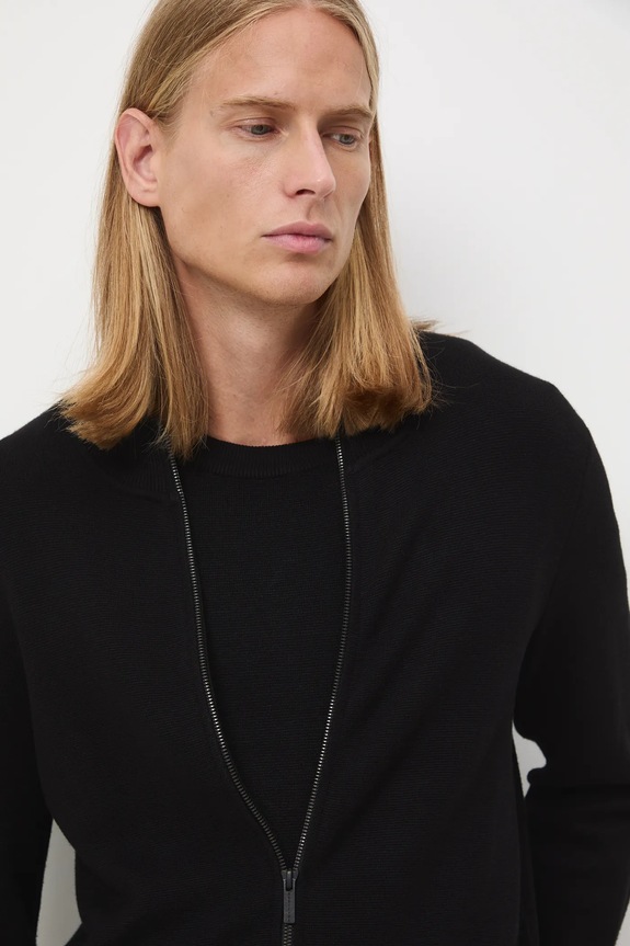 Kardigan męski gładki z wiskozą czarny RW25-SWM508