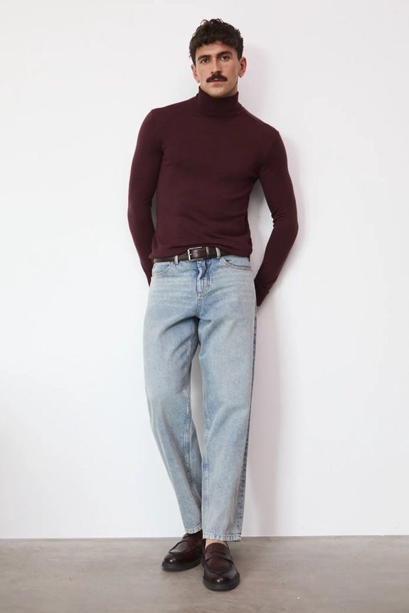 Medicine sweter z wełny merino RW25-SWM700 brązowy RW25