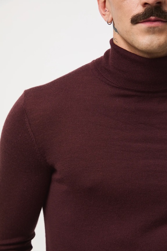 Medicine sweter z wełny merino RW25-SWM700 brązowy