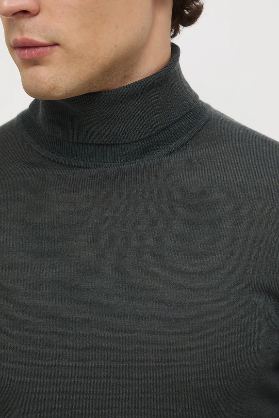 Sweter z wełny merino z golfem RW25-SWM700 zielony