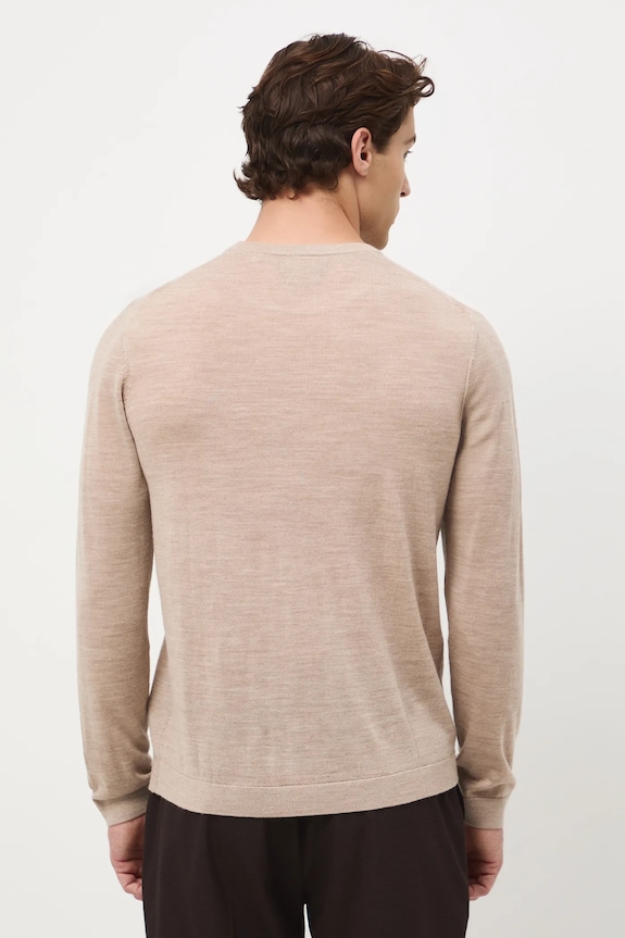 Odzież Sweter z wełny merino gładki RW25-SWM701 beżowy