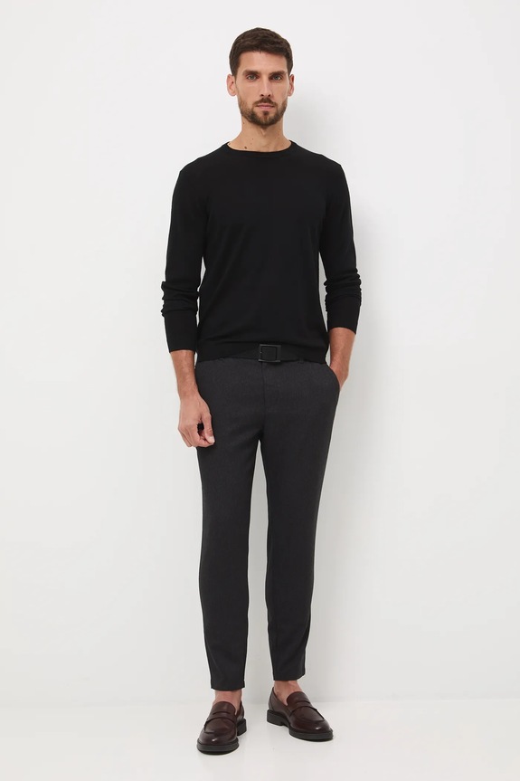 Sweter z wełny merino gładki RW25-SWM701 czarny RW25