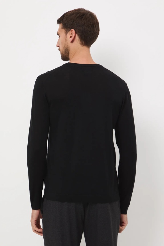 Odzież Sweter z wełny merino gładki RW25-SWM701 czarny