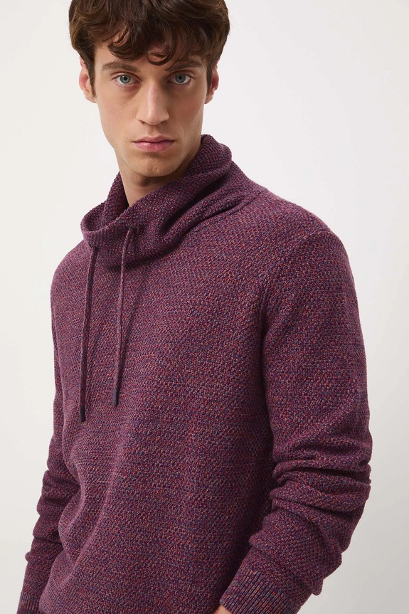 Sweter bawełniany męski melanżowy melanż bordowy RW25-SWM713