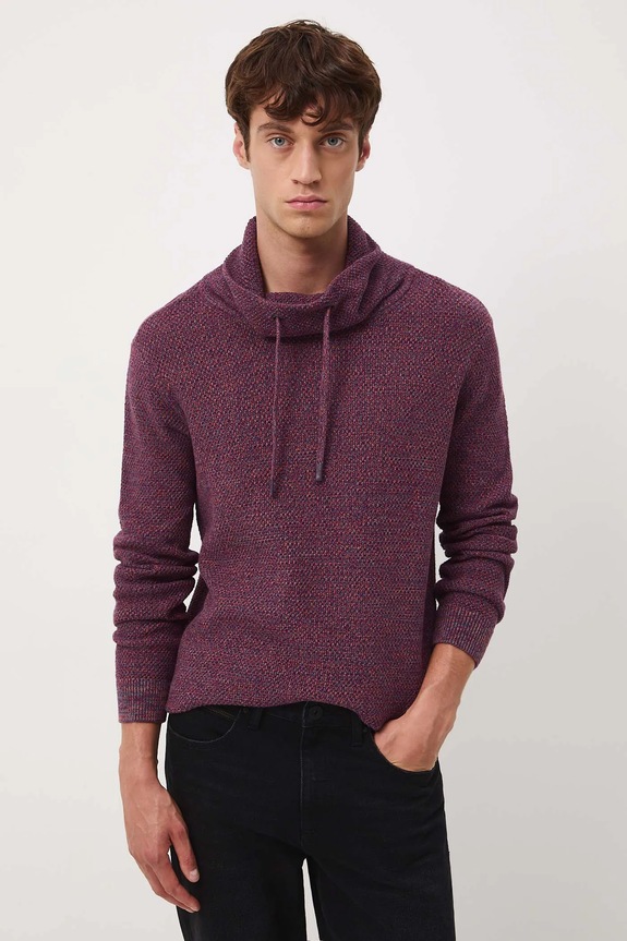 Sweter bawełniany męski melanżowy bordowy RW25-SWM713