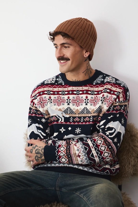 Sweter męski świąteczny wzorzysty pozostałe multicolor RW25-SWMA50