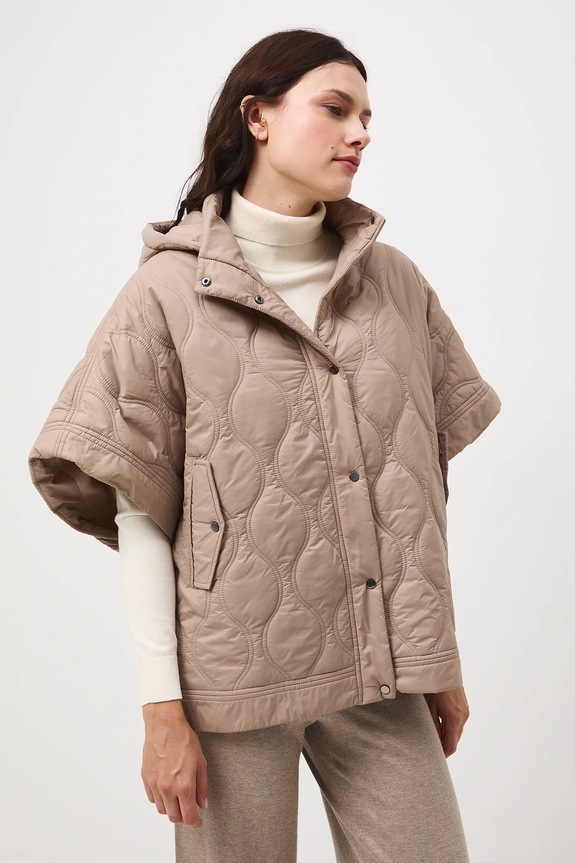 Poncho damskie pikowane RW25-SYD503 beżowy RW25