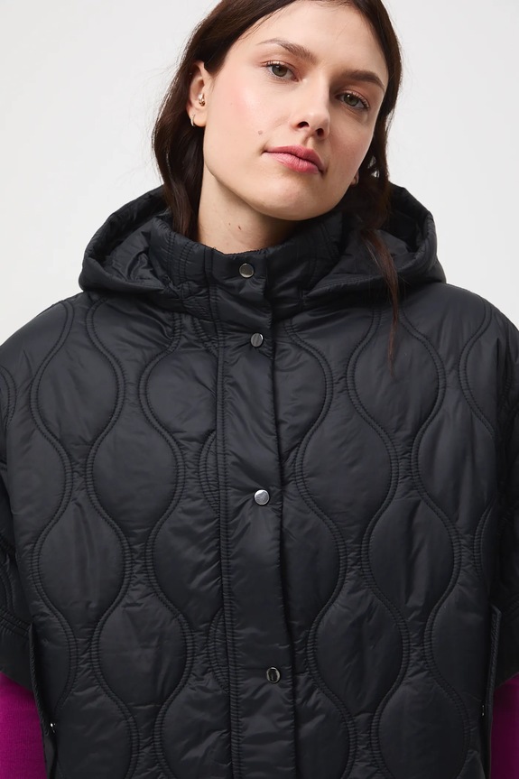 Poncho damskie pikowane czarny RW25-SYD503