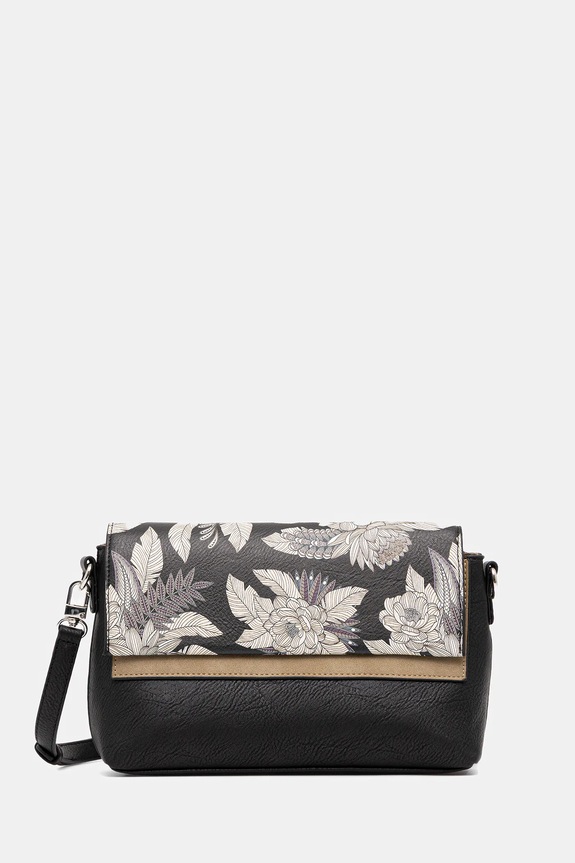 Kabelka dámská z ekologické kůže s potiskem RW25-TOD105 černá RW25