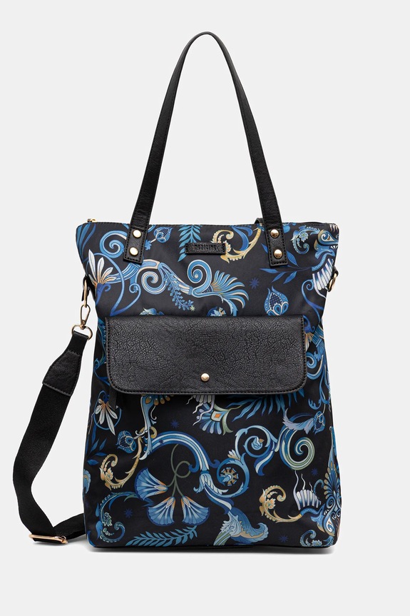 Torebka damska z funkcją plecaka wzorzysta wzorzyste czarny RW25-TOD309