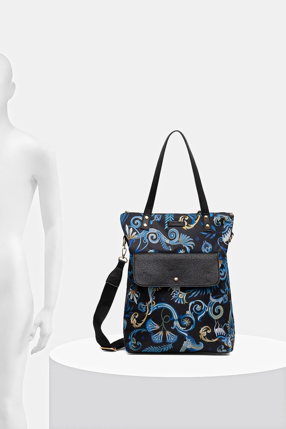 Torebka damska z funkcją plecaka wzorzysta RW25-TOD309 czarny