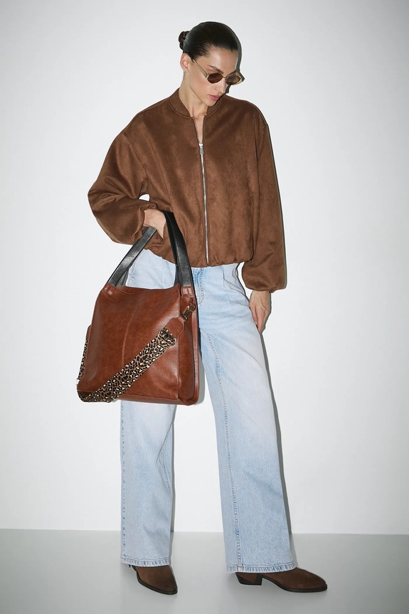 Kabelka dámska z ekologickej kože imitácia kože hnedá RW25-TOD408