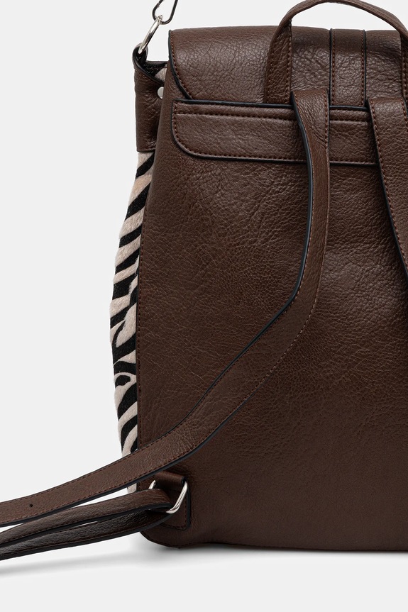 Plecak damski z imitacji skóry brązowy RW25-TPD403