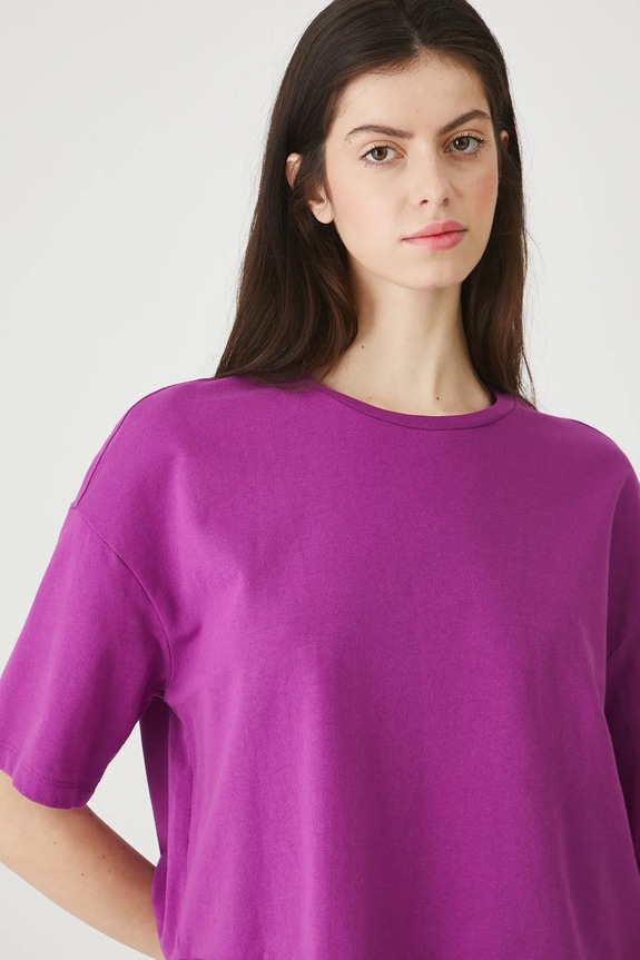T-shirt bawełniany damski gładki fioletowy RW25-TSD010