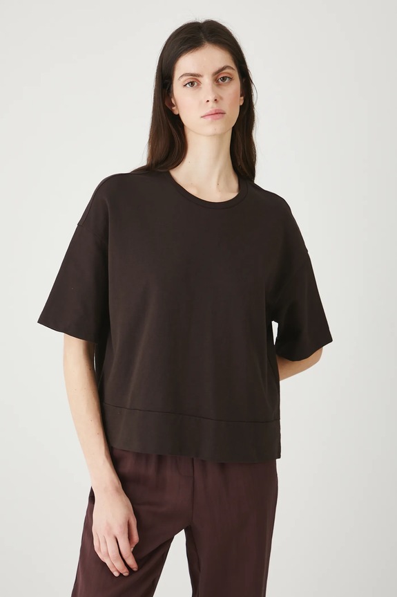 T-shirt bawełniany damski gładki bawełna brązowy RW25-TSD010