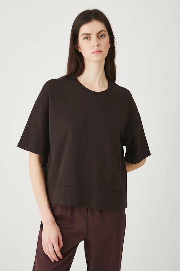 T-shirt bawełniany damski gładki bawełna brązowy RW25-TSD010