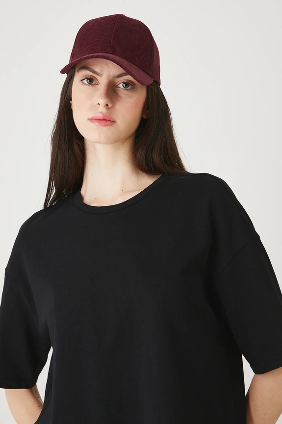 T-shirt bawełniany damski gładki czarny RW25-TSD010