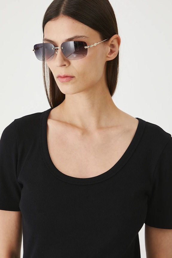 T-shirt bawełniany damski z elastanem prążkowany czarny RW25-TSD020