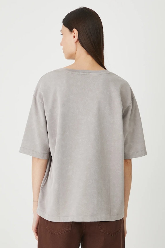 Odzież T-shirt bawełniany damski z efektem sprania RW25-TSD021 szary
