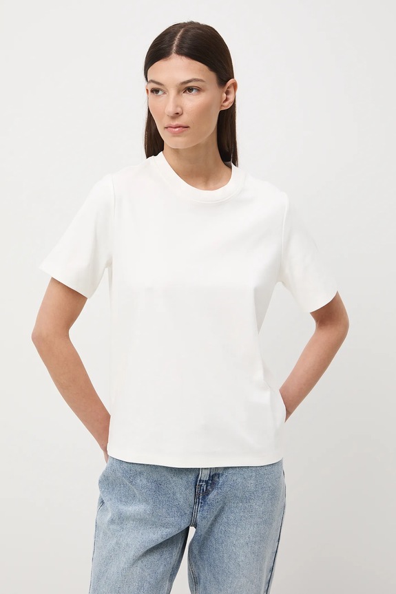 T-shirt bawełniany damski interlock gładki RW25-TSD041 beżowy RW25