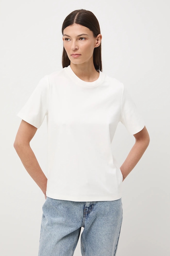 T-shirt bawełniany damski interlock gładki RW25-TSD041 beżowy RW25