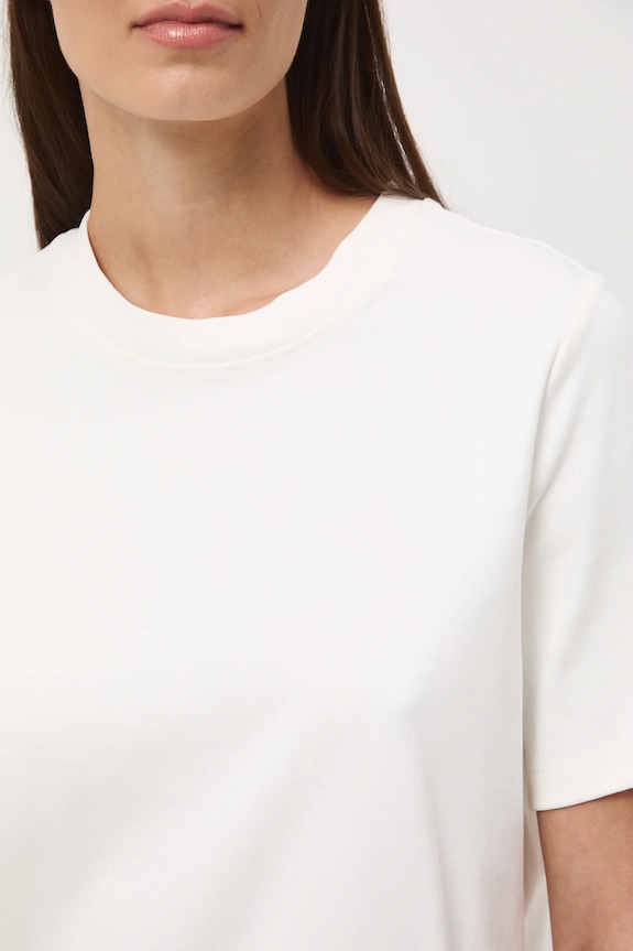 T-shirt bawełniany damski interlock gładki RW25-TSD041 beżowy