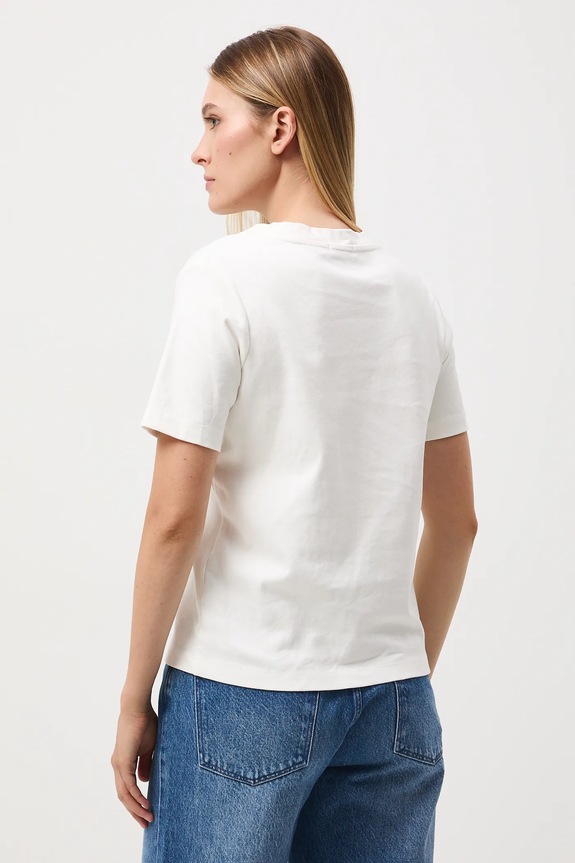 Odzież T-shirt bawełniany damski interlock gładki RW25-TSD055 beżowy