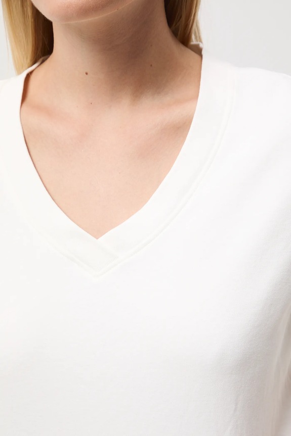 T-shirt bawełniany damski interlock gładki RW25-TSD055 beżowy