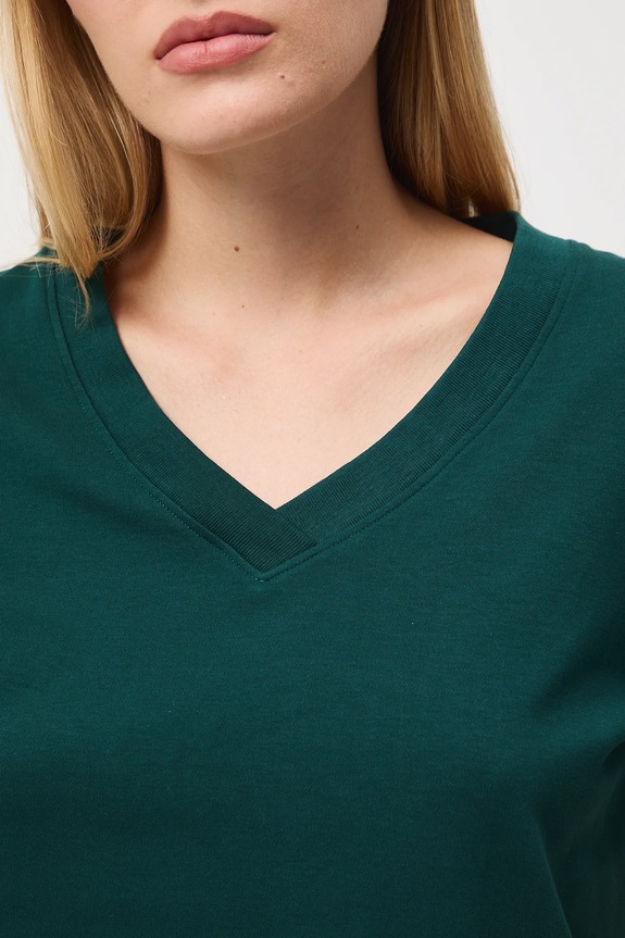 T-shirt bawełniany damski interlock gładki RW25-TSD055 zielony