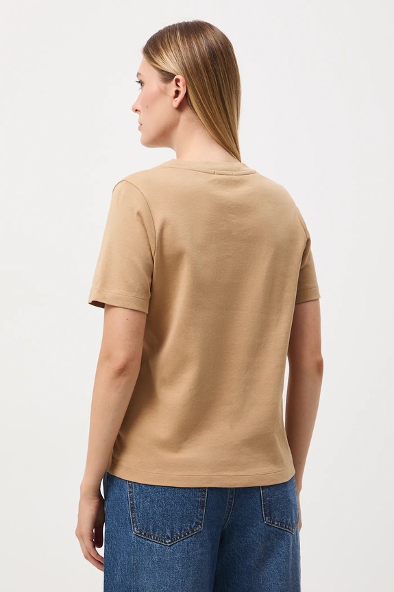 Odzież T-shirt bawełniany damski interlock gładki RW25-TSD055 beżowy
