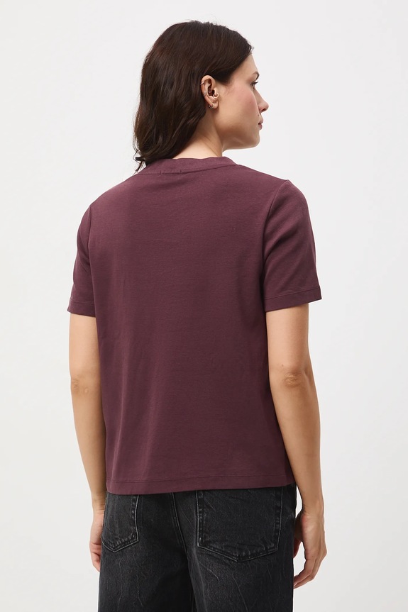 Odzież T-shirt bawełniany damski interlock gładki RW25-TSD055 bordowy