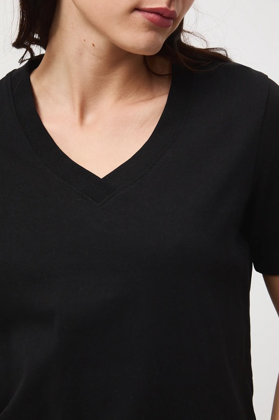 T-shirt bawełniany damski interlock gładki RW25-TSD055 czarny