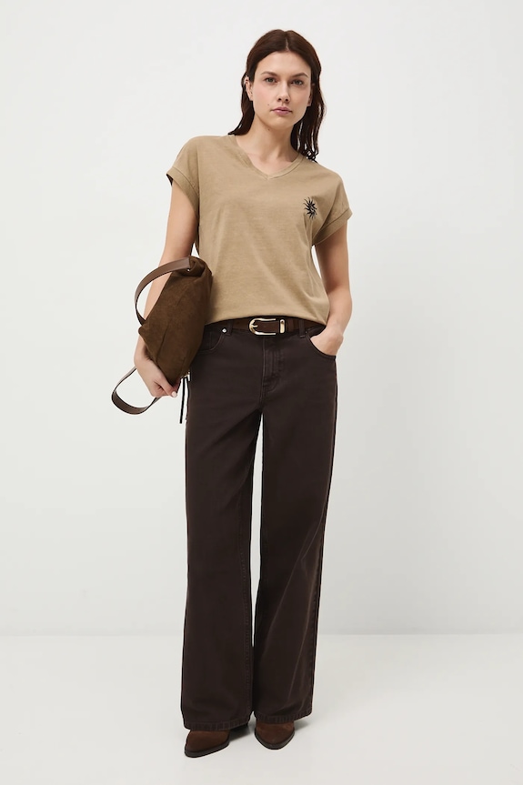 Medicine t-shirt bawełniany nadruk beżowy RW25-TSD100