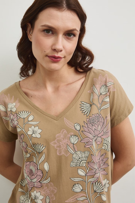 Medicine t-shirt bawełniany beżowy RW25-TSD104